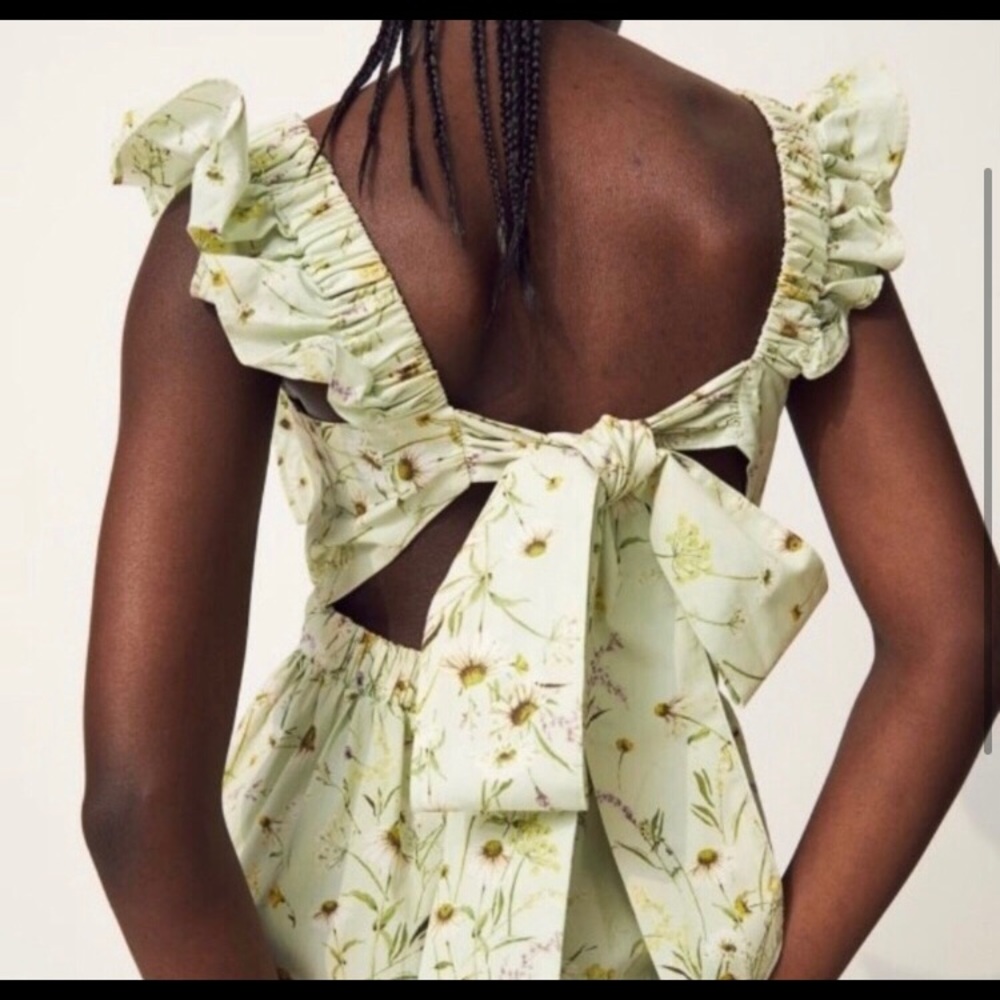 Green floral midi dress